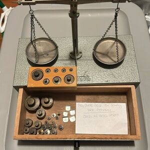 Gold Scale ~ Made in West Germany Vintage Balance Scale w/ Weights and Wood Case